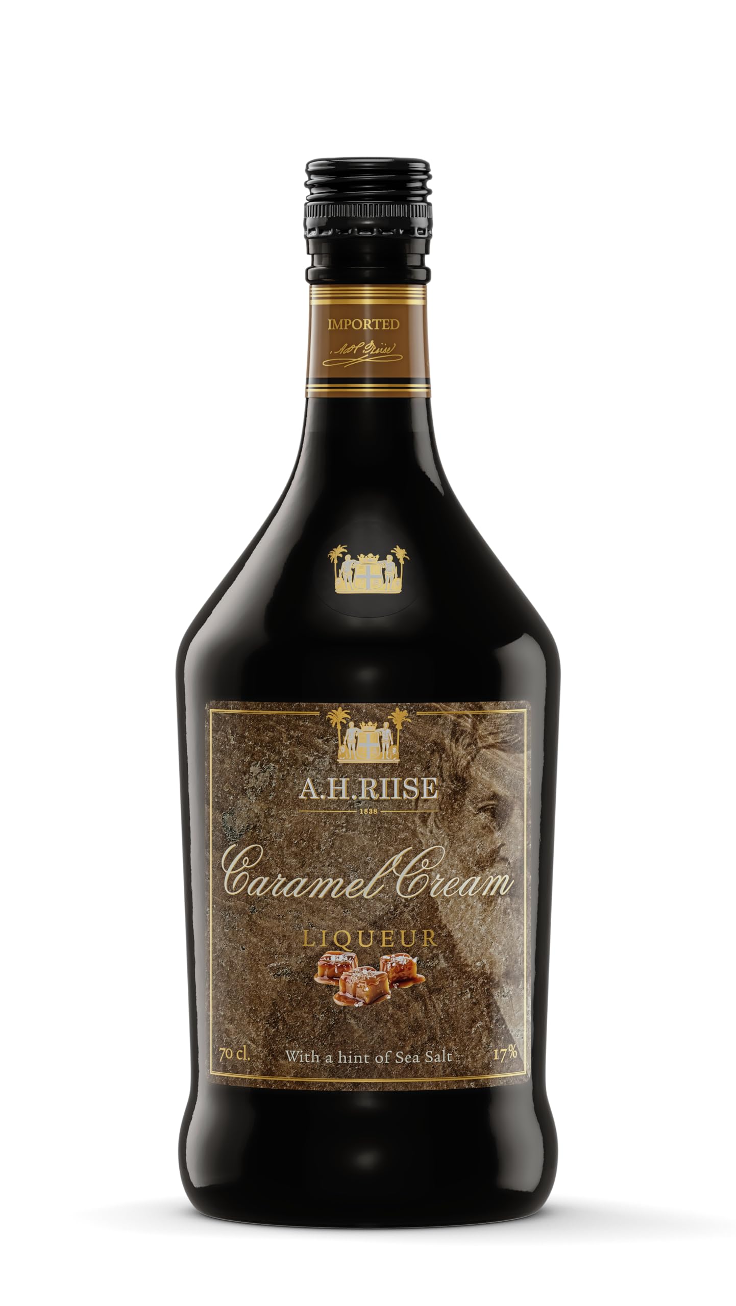 A.H. Riise Caramel Cream | Sahnelikör auf Rumbasis | Angenehme Noten von Meersalz | 700 ml | 17% Vol.
