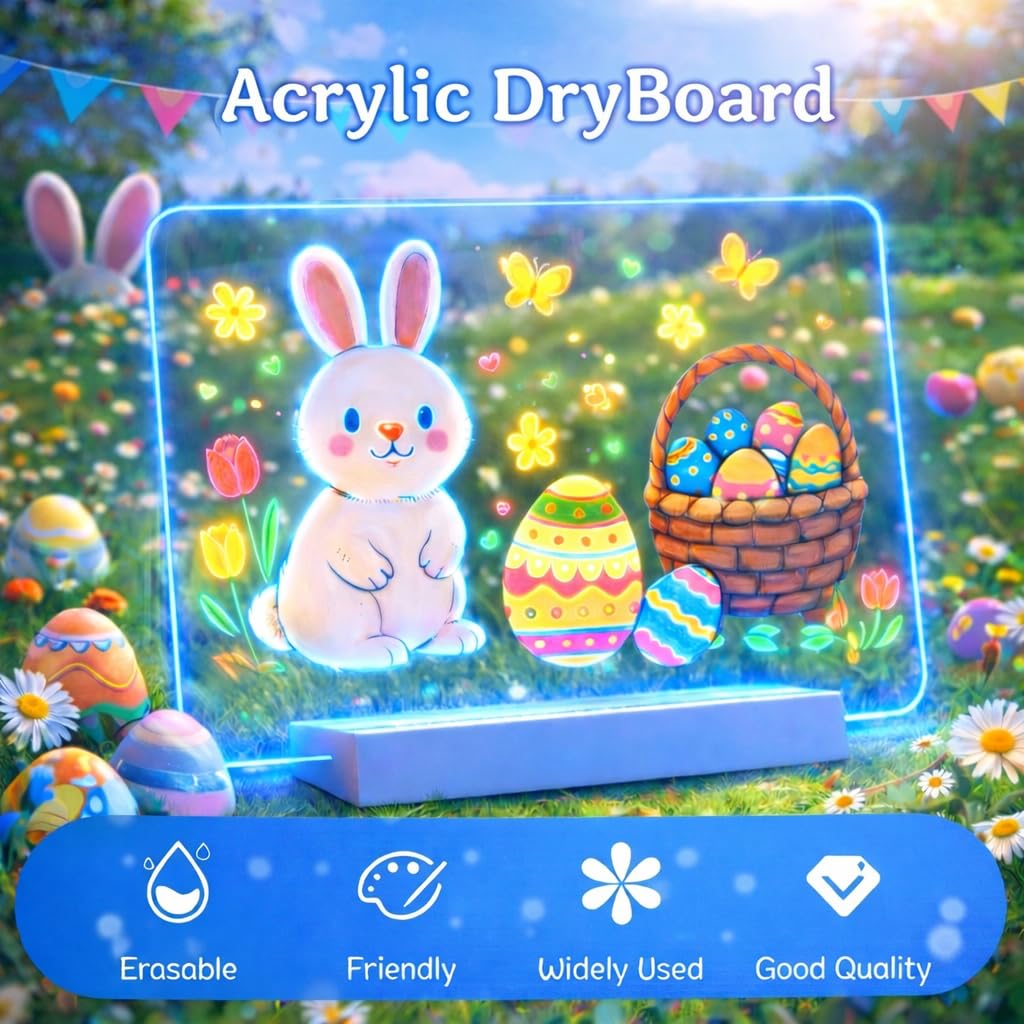 Rechargeable LED Drawing Board for Children LED Note Board with 9 Colors Light Modes & 12 Colors Pen - Image 2
