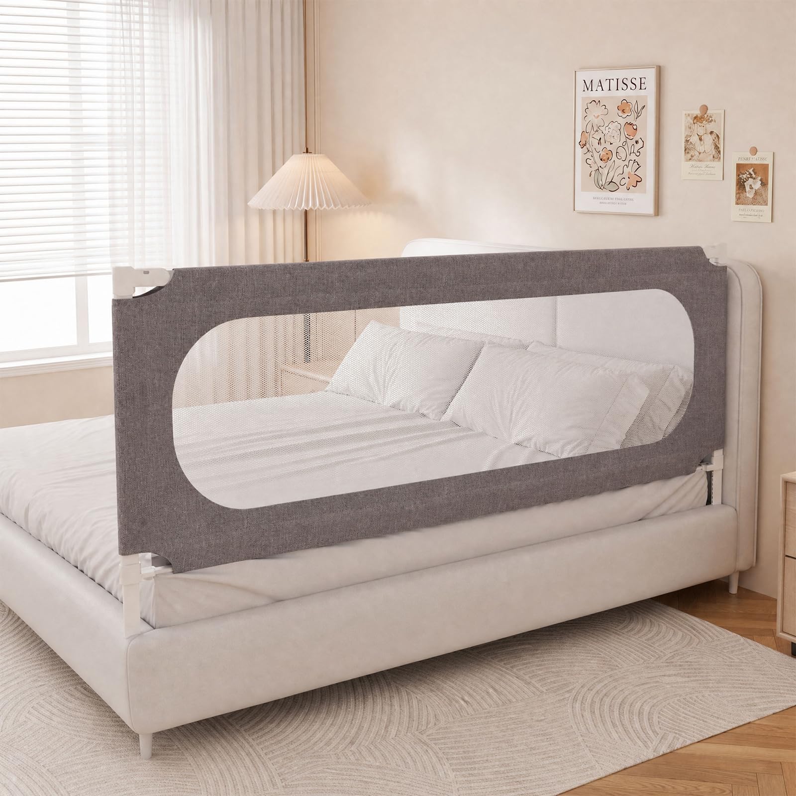 Barrera de cama de 200 cm para evitar caídas de niños y dormir con tranquilidad