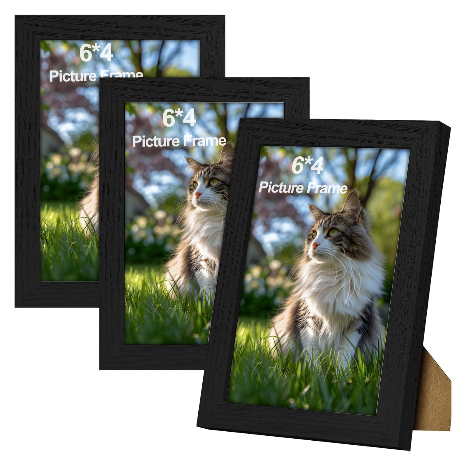 Small Photo Frame 4x6in, 3 Pack 6x4 Picture Frame, A6 Wooden Frame for Tabletop & Wall Display Family Wedding Gifts, 10x15cm, Classic Design (4X6in)