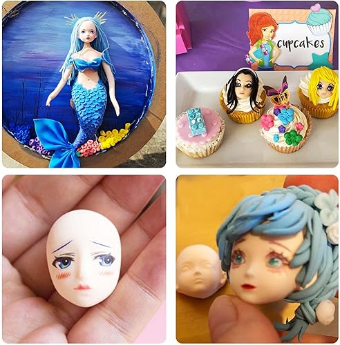 Miniatura 5 de Moldes de silicona para fondant, 6 paquetes de moldes de silicona de chocolate para cara de bebé, arcilla polimérica, muñeca, cara de elfo,