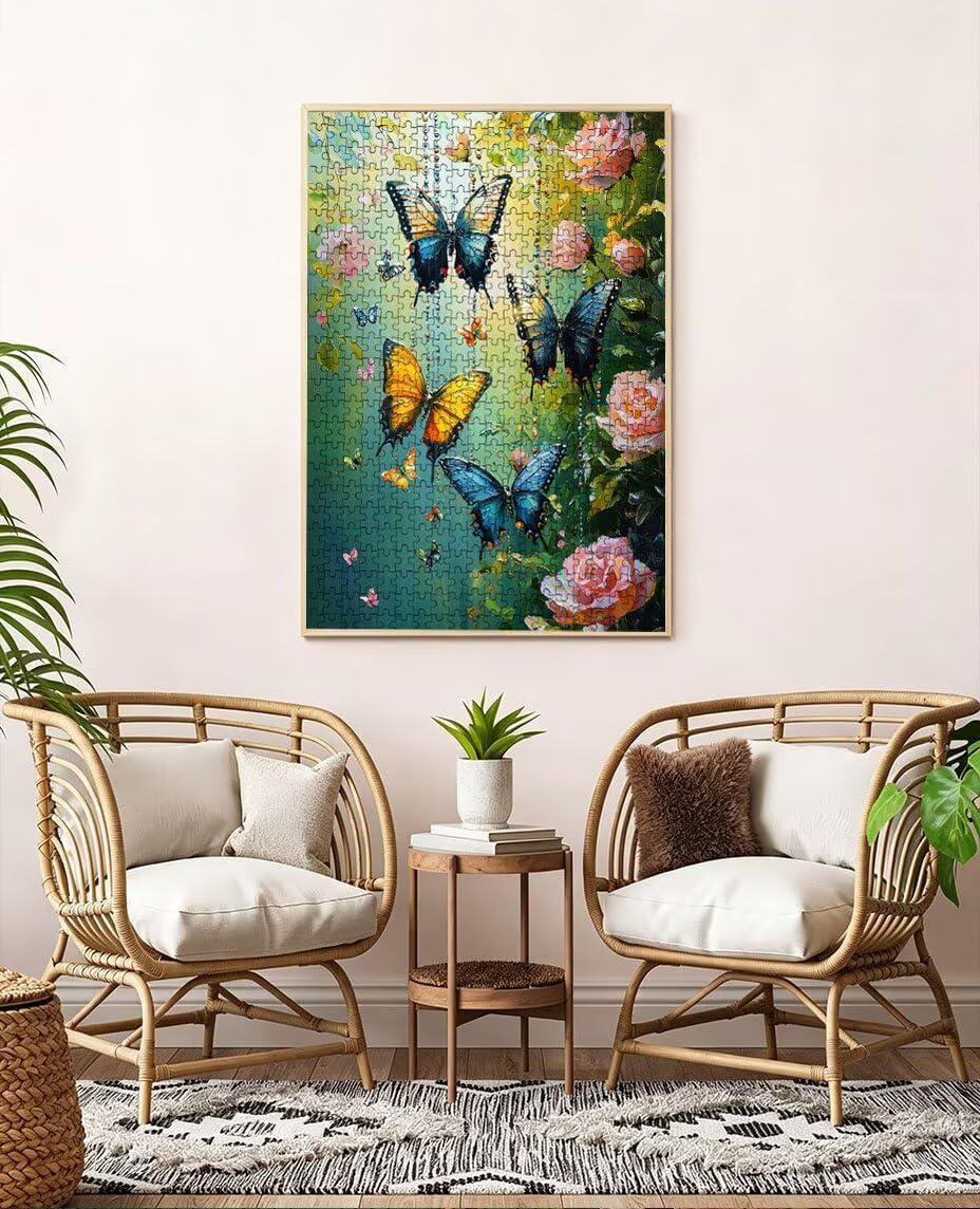 Puzzle 1000 elementów, Piwonia motyl puzzle dla dorosłych 1000, niemożliwe klasyczne układanki, drewniane układanki, gra rodzinna, do gry edukacyjnej wyzwanie zabawki, dekoracja ścienna prezent BXHZW5