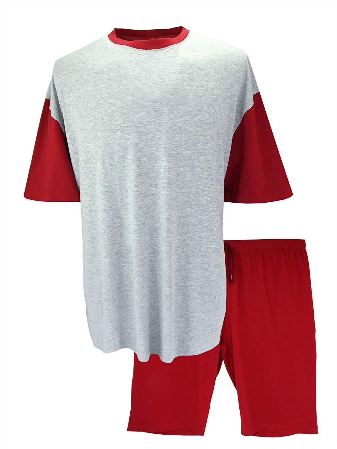 Big and Tall Size PJS Plain Pyjamas Set Plus Size Nightwear - Burgundy/Grey (3XL)