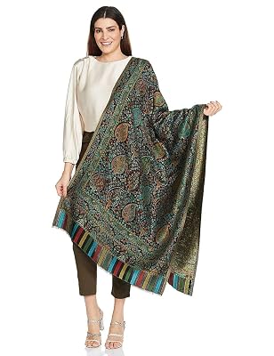 Pashtush Women's Antique Scarf, Extra soft Bamboo, Peacock Green, 211161