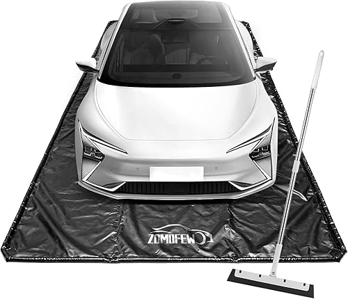 ZOMOFEW Tapete de contención con escobilla de goma, antideslizante, resistente al agua, para nieve, hielo, agua y barro (8 pies 6 pulgadas x 22 pies)