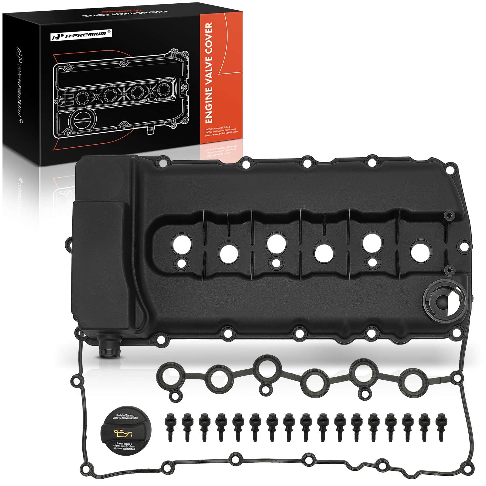 A-Premium Engine Valve Cover, with Gasket & Bolts, Compatible with Audi Q7 2007-2010 & Volkswagen CC 2009-2016, Passat 2006-2016, Touareg 2007-2017, V6 3.6L DOHC, Replace # 03H103429C, 03H103429B