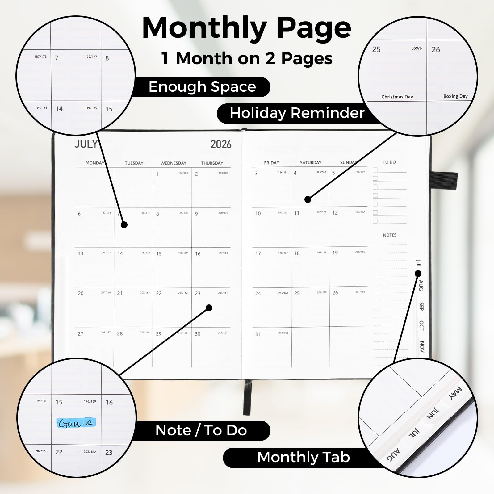 2026 Diary And Planner | Week To View A5 | 2026 Weekly Planner With Yearly Overview, Monthly And Weekly Pages | Minimal Spiral Bound