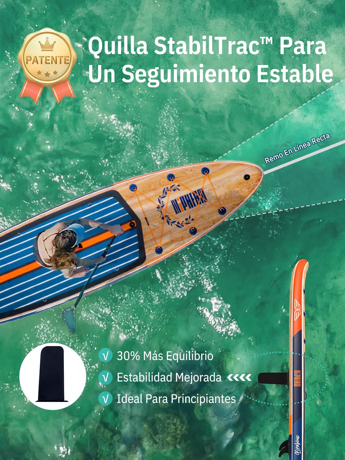 Niphean (Extra Grande) Tabla Paddle Surf Hinchable para 2+1 Personas/Familia, Paddle Surf con (Apto para Principiantes) Aleta Equilibrada, Funda Waterproof, Sup Board para Adultos, Regalo