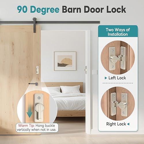 Miniatura 5 de Cerradura de puerta de granero de 90 grados, cierre de puerta corredera de seguridad de aleación de zinc para granero, jardín, baño, valla,