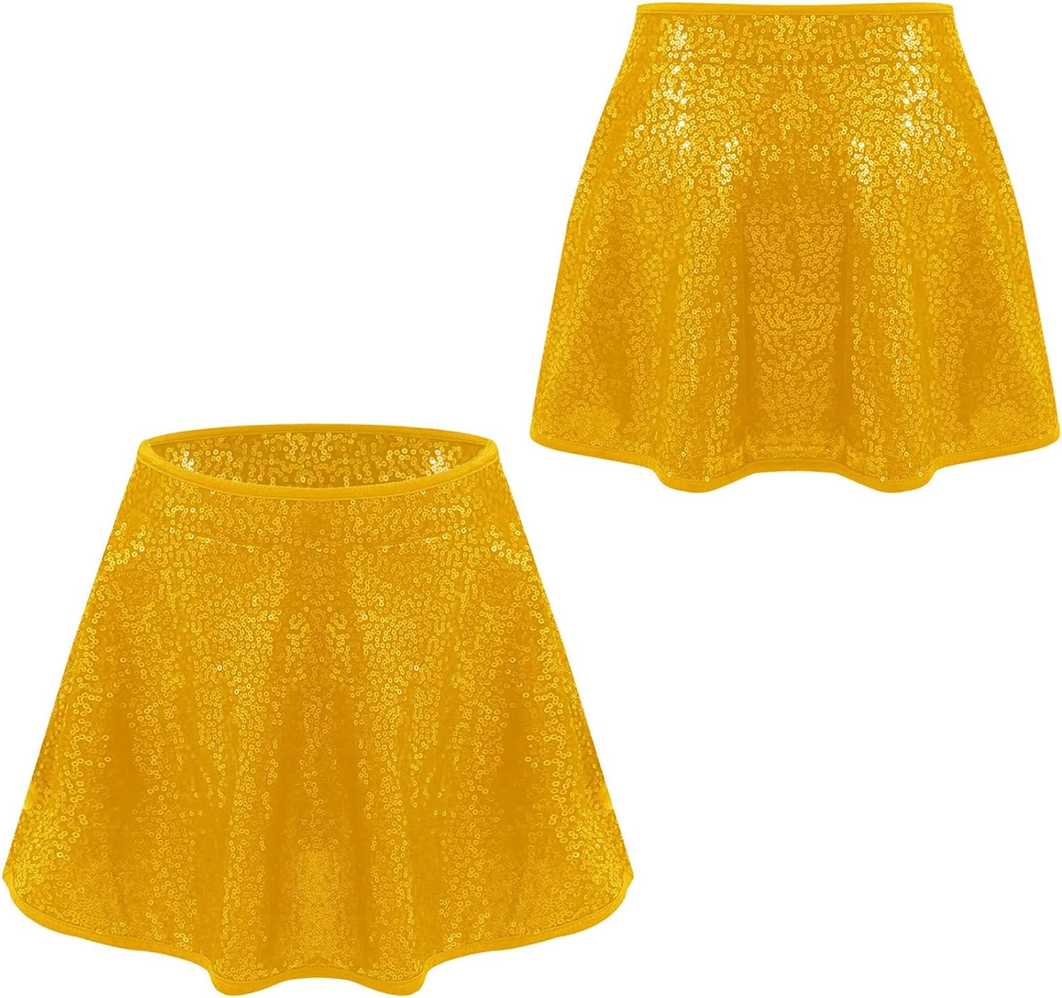 Latin Jazz Dance Skirt for Girls A-Line Mini Skirt Sparkly Dancewear Princess Party Costume Gymnastics