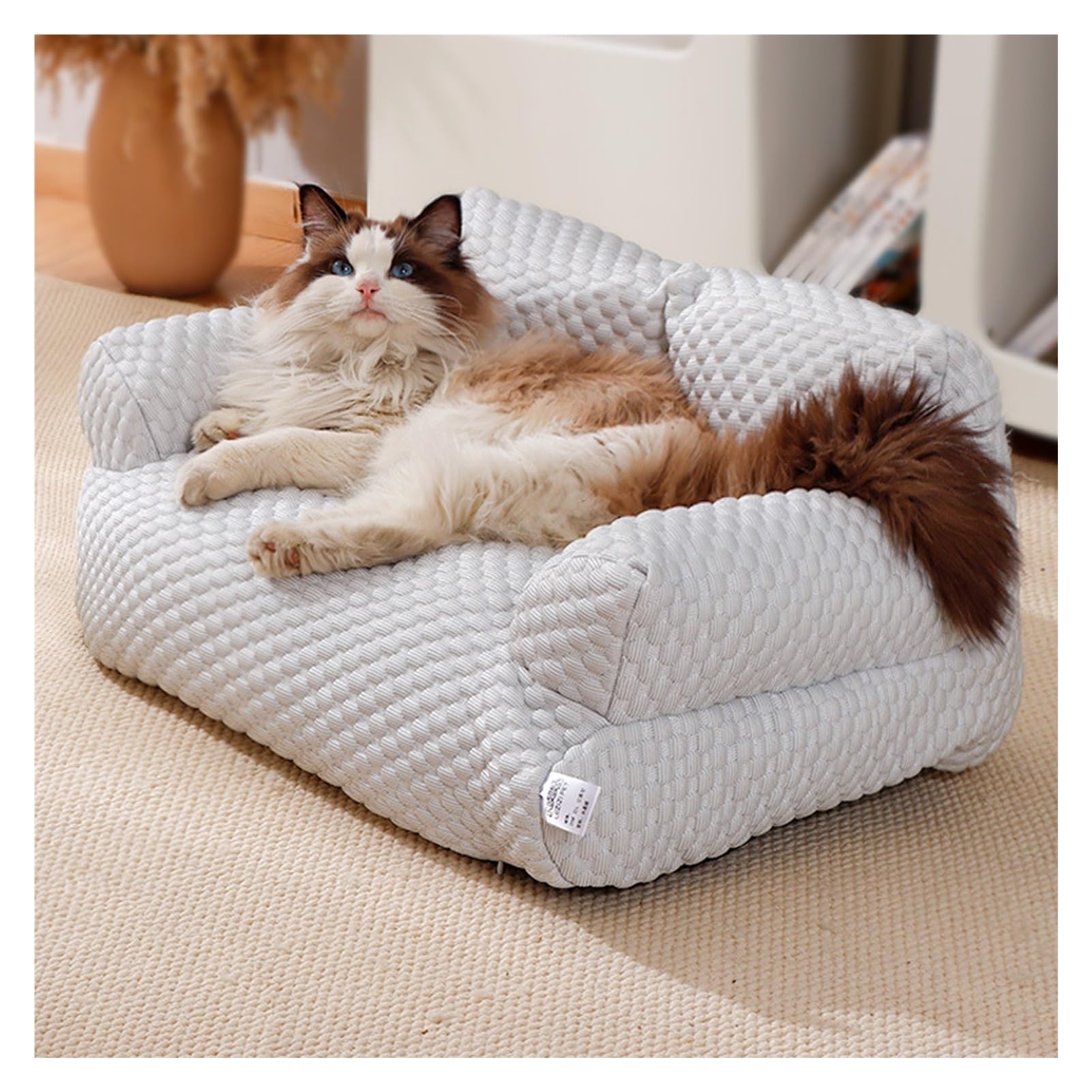 Canapé-lit Doux et rafraîchissant pour Chat, canapé d'été en Soie glacée pour Chiens et Chats, canapé Respirant, Amovible et Lavable pour Animaux de Compagnie avec Fond antidérapant (Couleur :