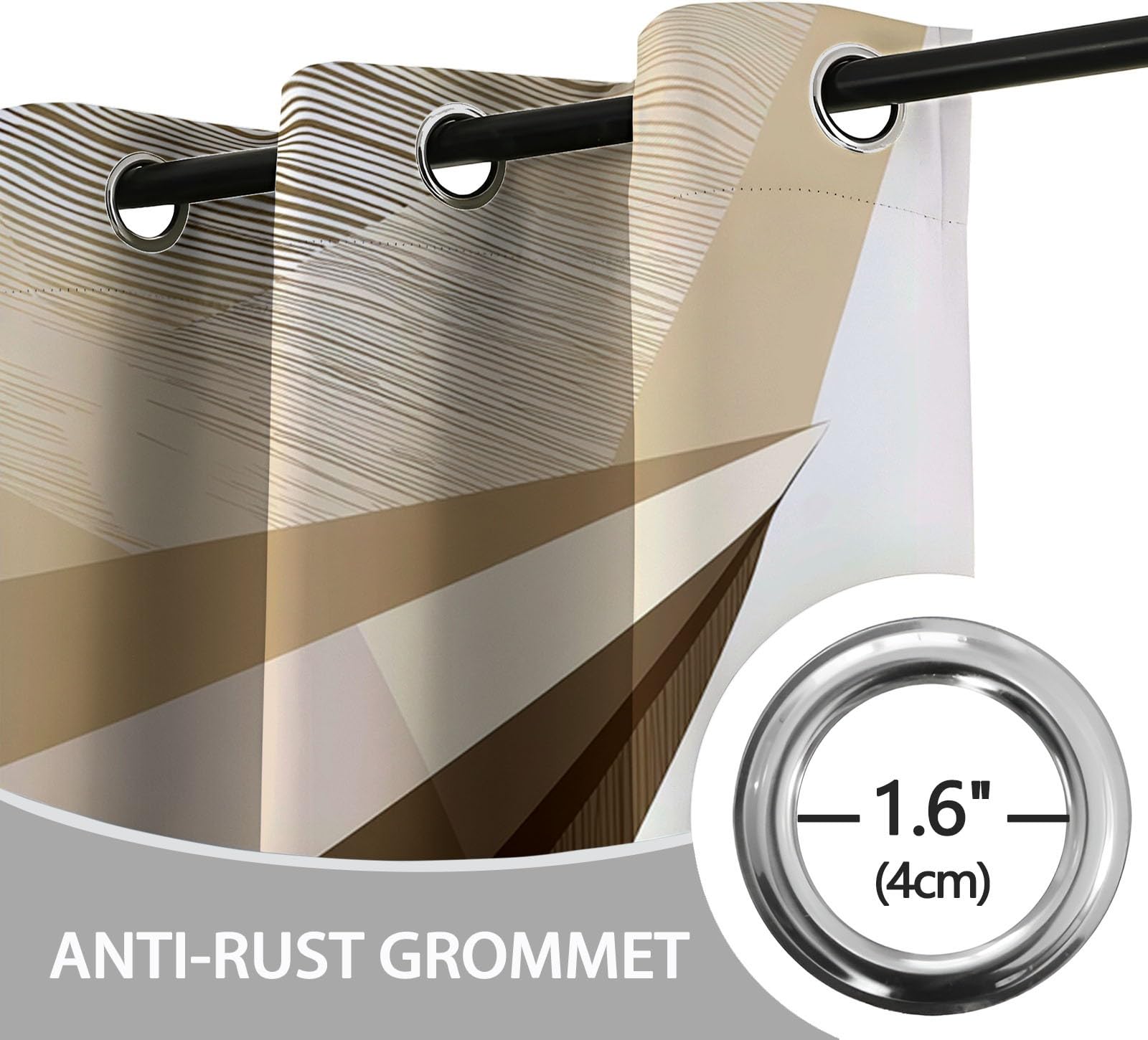 DécorationGéométrie Abstraite Escaliers, Rideaux Longs140L X 260H cm (2 Panneaux), Tissu Occultant Gris Clair pour Baie VitréeBrun