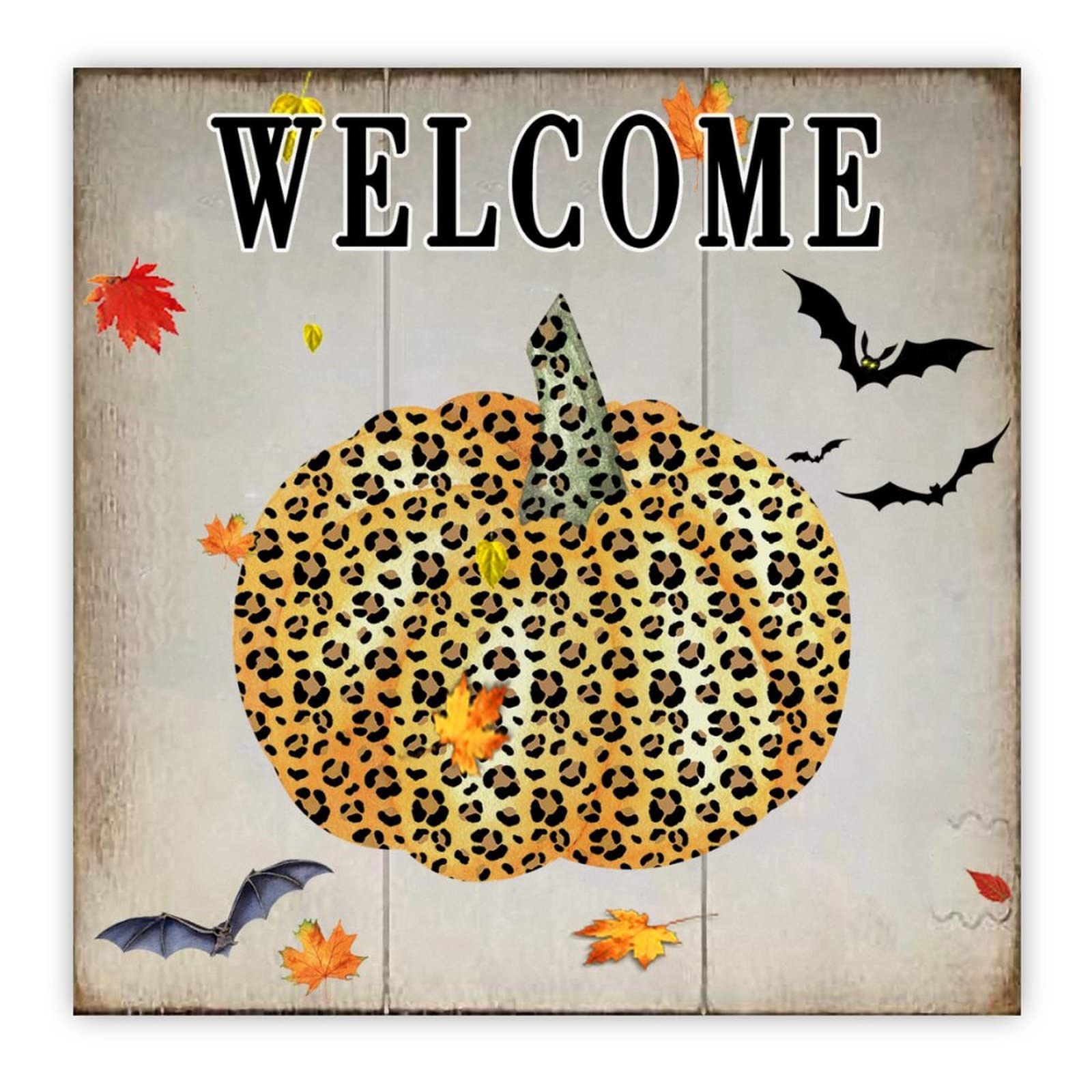 Panneau de bienvenue en bois deco Halloween pour salon chaleureux