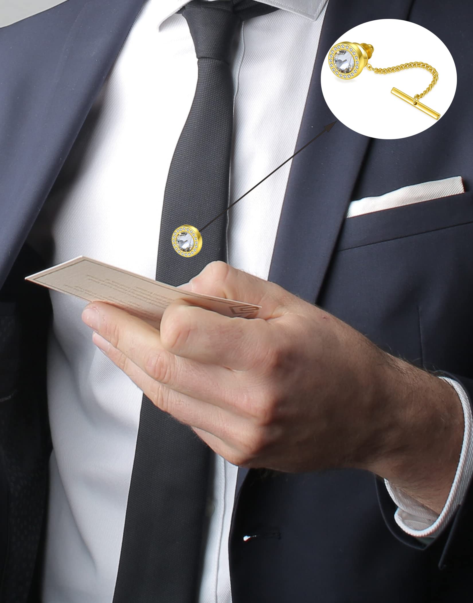 Amazon.co.jp: Ofeiyaa 9個 ネクタイピン 男性用 チェーン