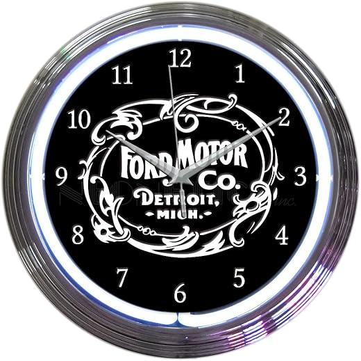 Neonetics 8FRDMC Ford Motor Company 1903 Heritage Emblem Neon Clock