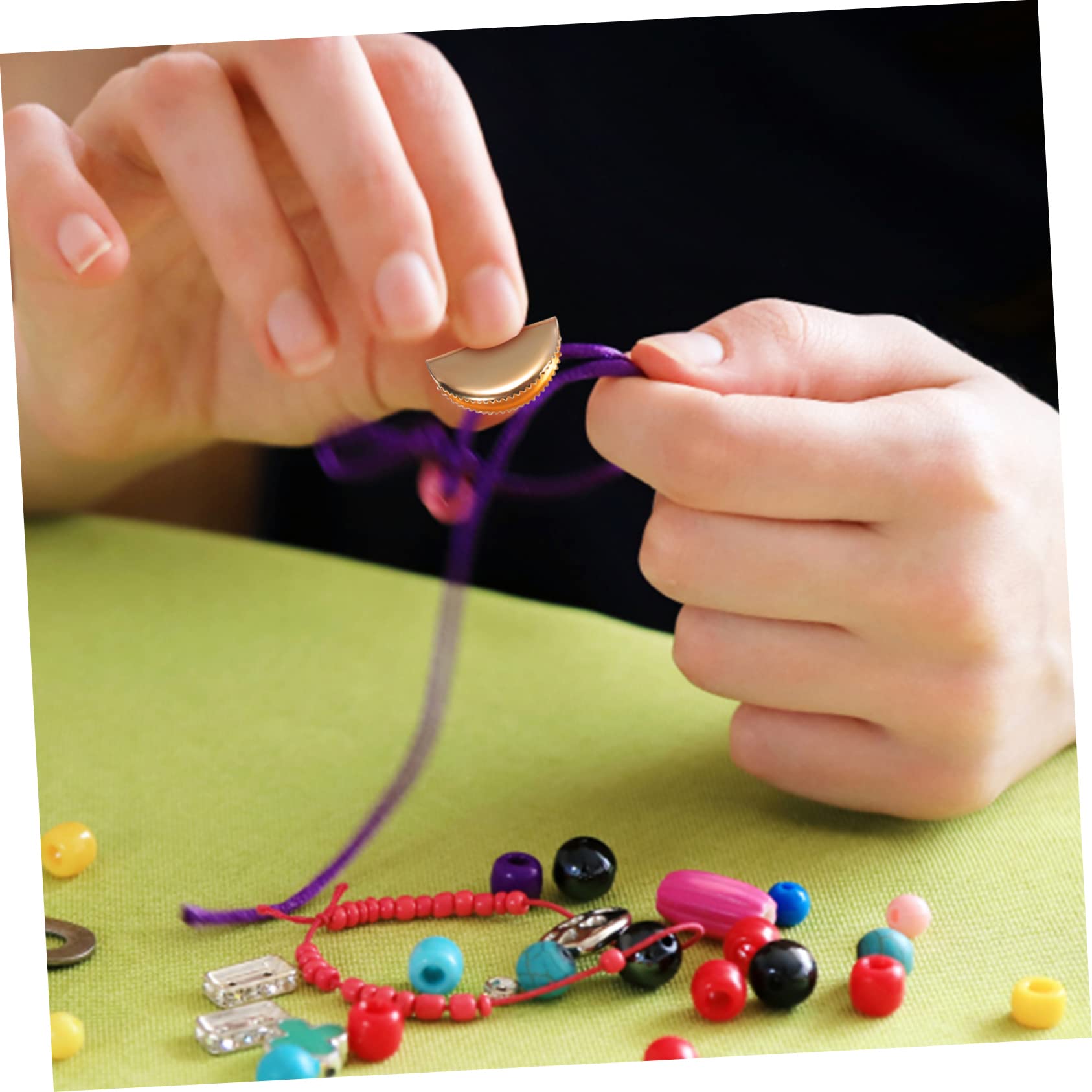 OSALADI 5sets 60 Pcs Alloy Ribbon Clamp Ends for Jewelry Making Mixed Colors Durable Crimp Ends for Necklaces Bracelets Bookmarks and DIY Crafts 60pcs*5