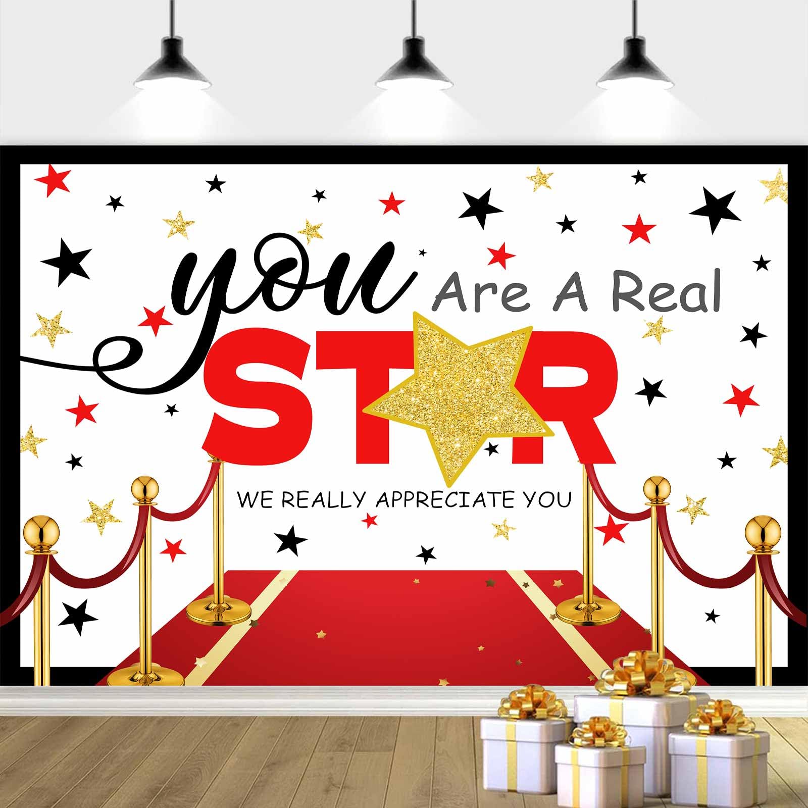 Photo 1 of 10X8ft Thank You for All You Do We Appreciate You Backdrop You are A Real Star Photography Background Be Thankful to The Teacher Doctor Nurse Employee Appreciation Party Decoration Banner Supplies