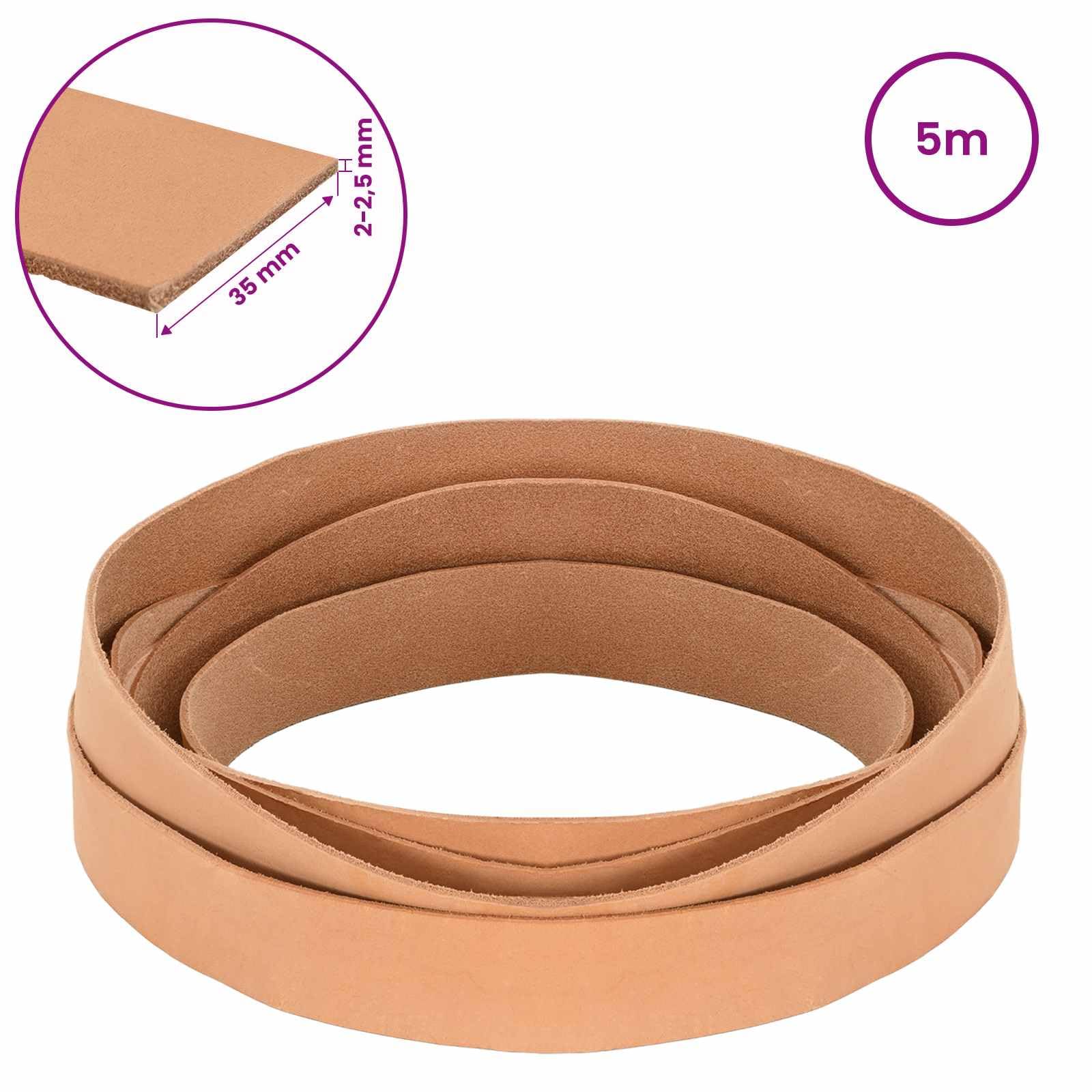 Lederriemen Hellbraun 500 x 3,5 cm Lederband zum Befestigen und Buendeln