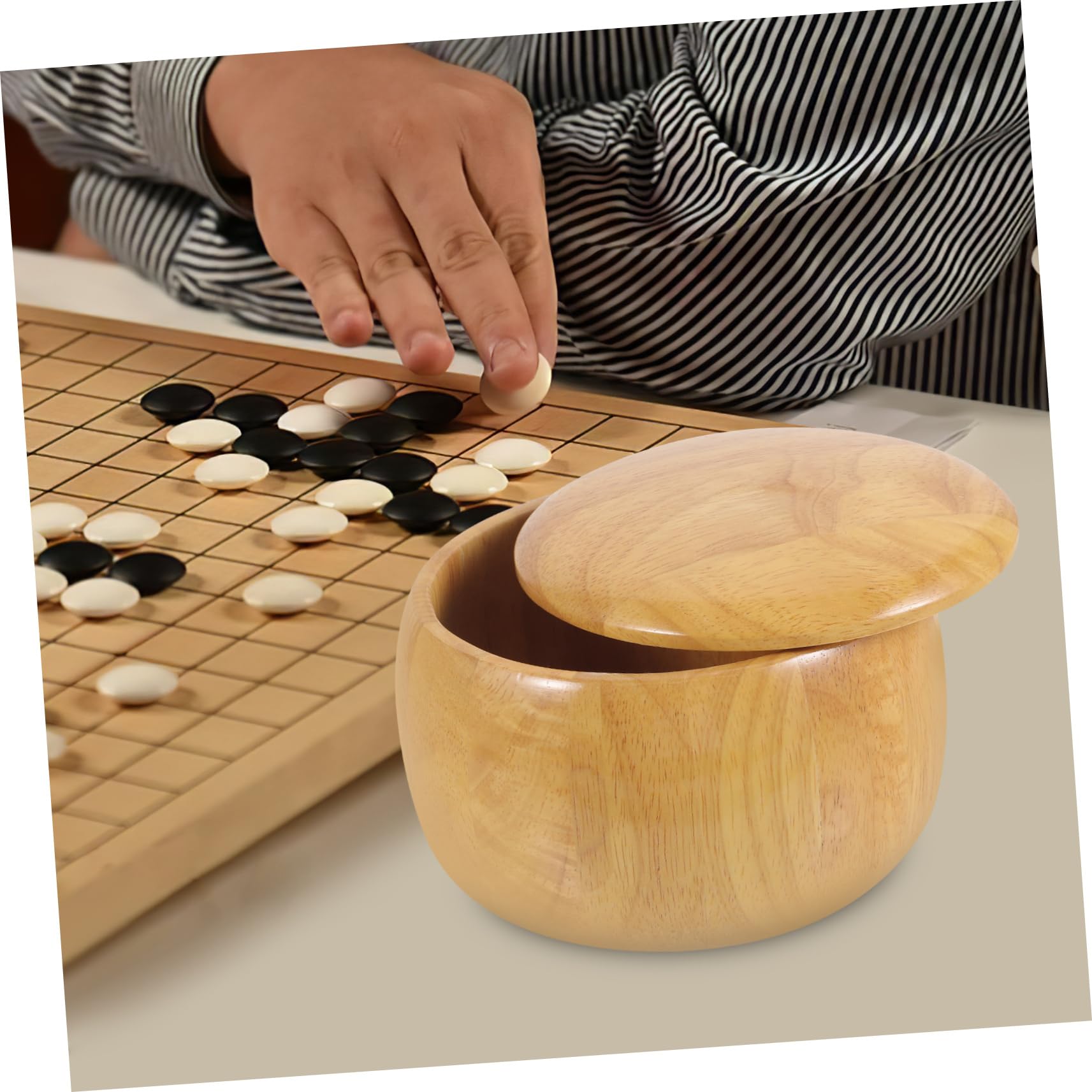 Conteneurs de Stockage en Bois Léger pour Pièces de Go, Lot de 2 Bols Portables Couleur Kaki, pour Salle de Jeu D'échecs à Domicile