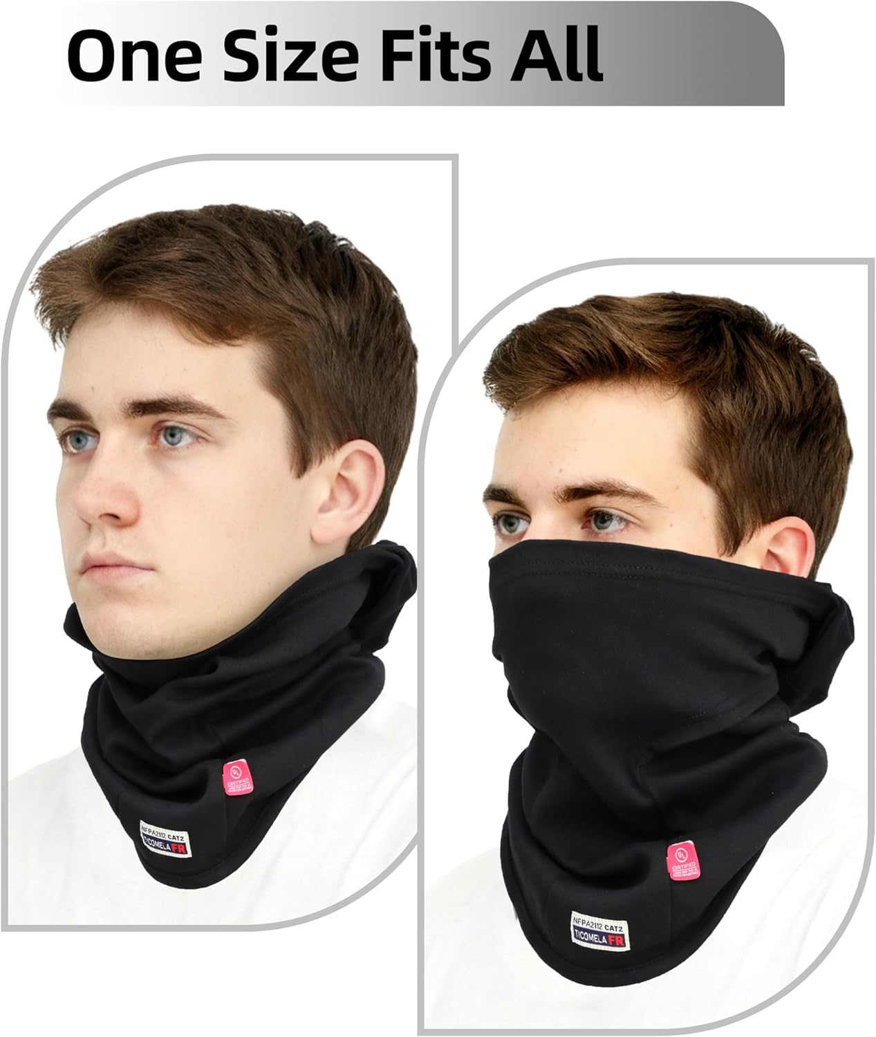 TICOMELA FR Face Mask Balaclava Flame Resistant Hood CAT2 Arc Rated | Welding Safety Cover Hood, One Size Protective Workwear