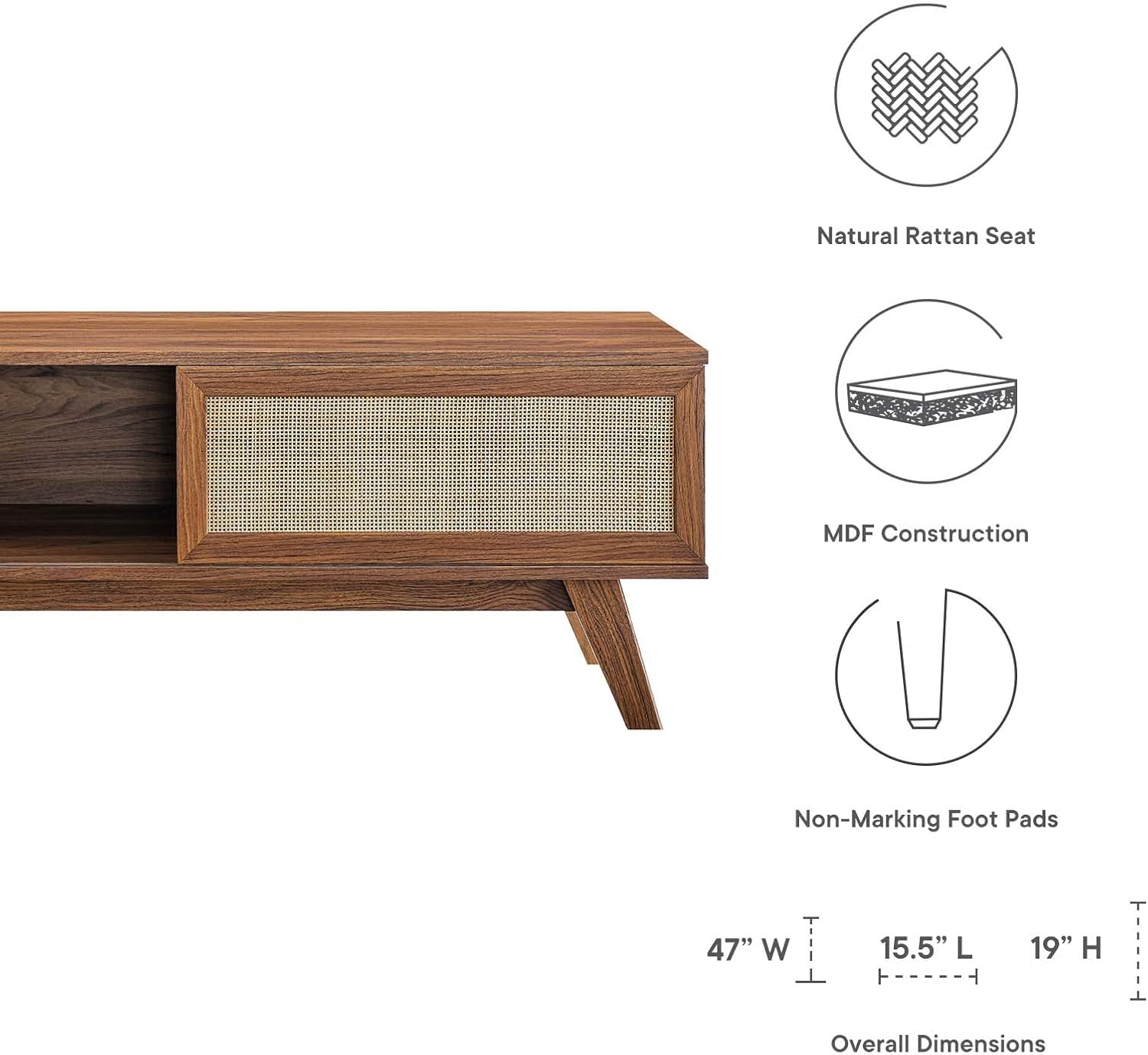 Modway Soma 47" Rattan TV Stand in Walnut