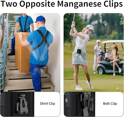 Miniatura 6 de Socool Ventilador de cintura portátil de 10000 mAh con clip en ventiladores personales recargables, ventilador de camisa de cinturón portátil de