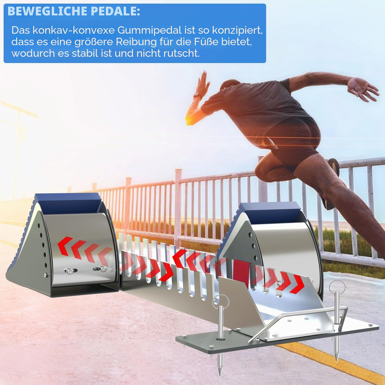 Multifunktions-Blitz-Startblock Sprinter Pedale 6 Winkel einstellbar Sprinter Leichtathletik Aluminium Geeignet für Kunststoff Start-und Landebahn Aschenbahn