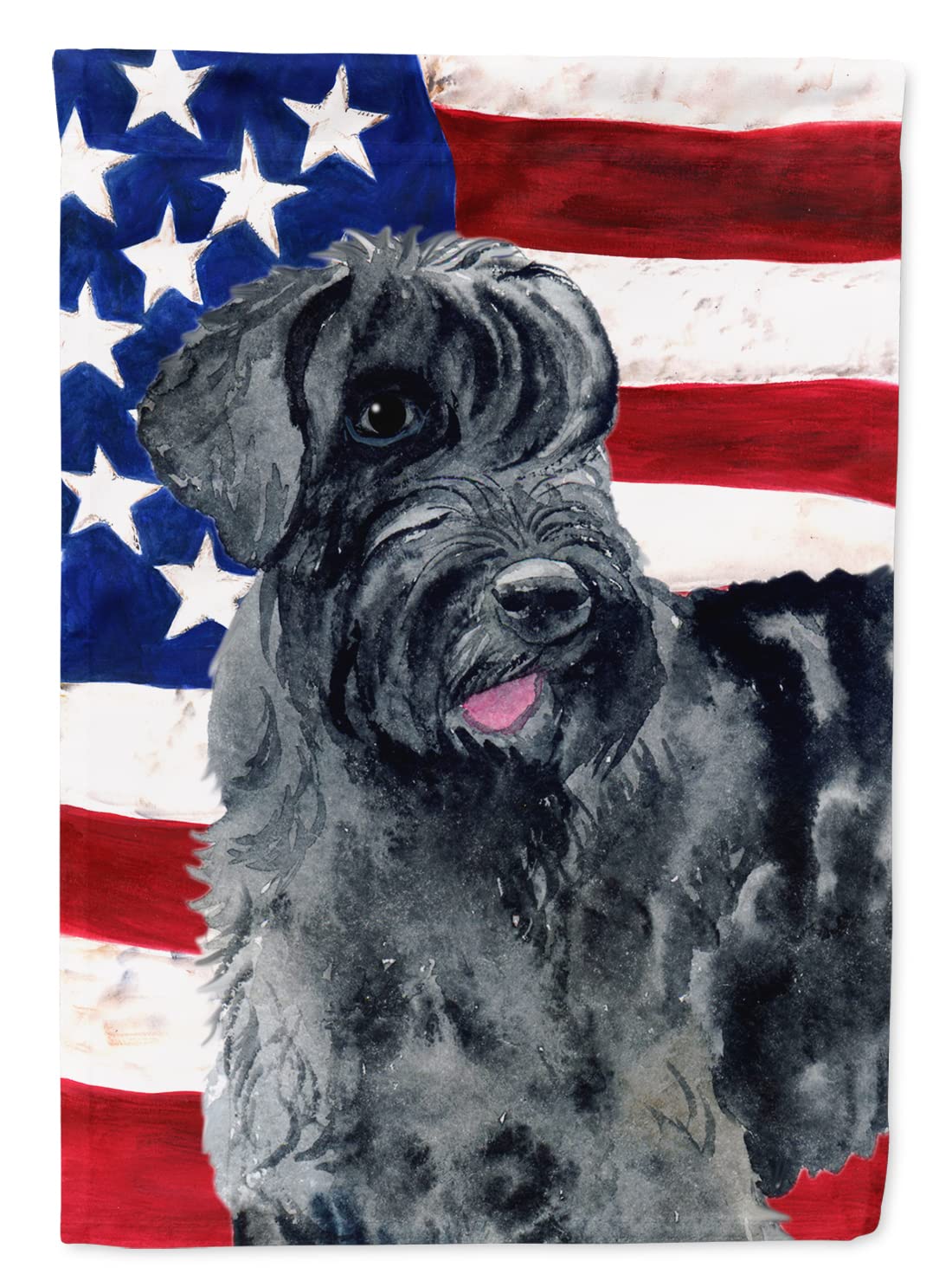 Toile géante Schnauzer patriotique pour masquer un mur terne au jardin avec style L