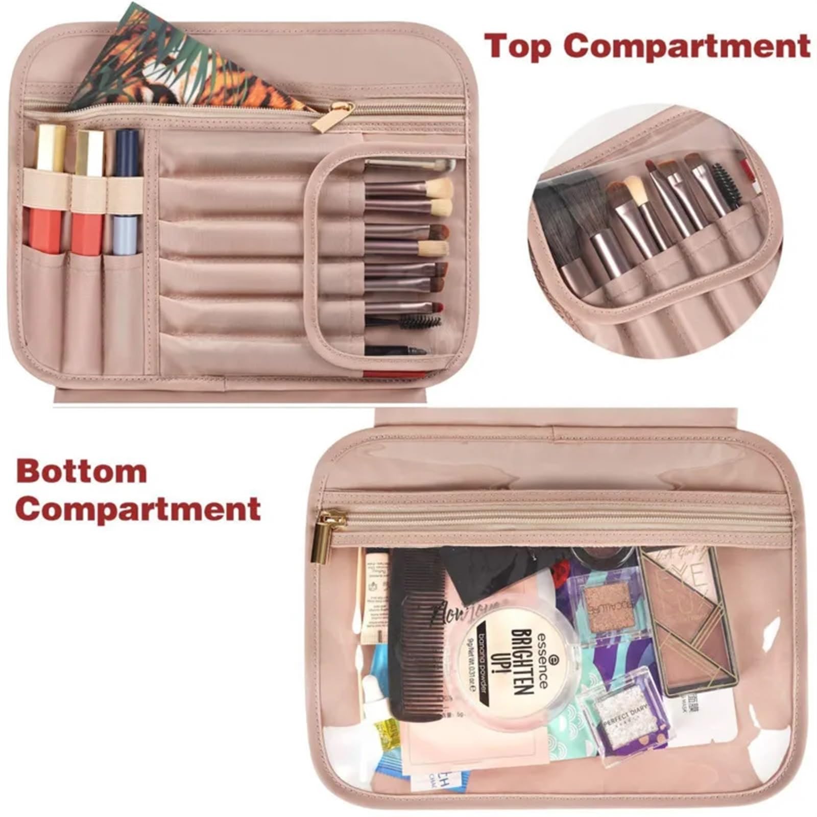 Neceser Maquillaje Bolsa de Maquillaje Cuero PU, Bolsa Viaje Gran Capacidad, cosméticos Impermeable, Bolsas Almacenamiento artículos tocador, Belleza for Mujer, Organizador(Blue)