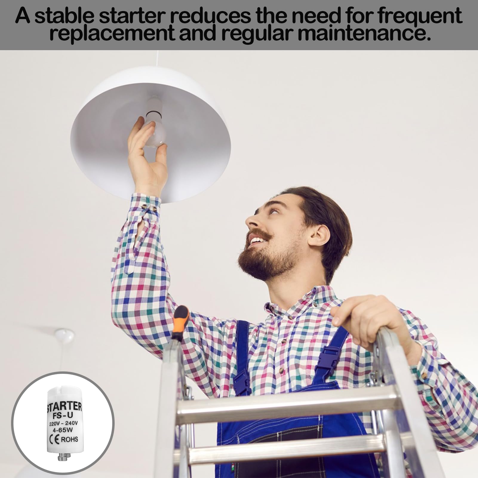 6 Starter Per Neon 4-65W 220-240V - Avviatori Universali Per Lampade Fluorescenti