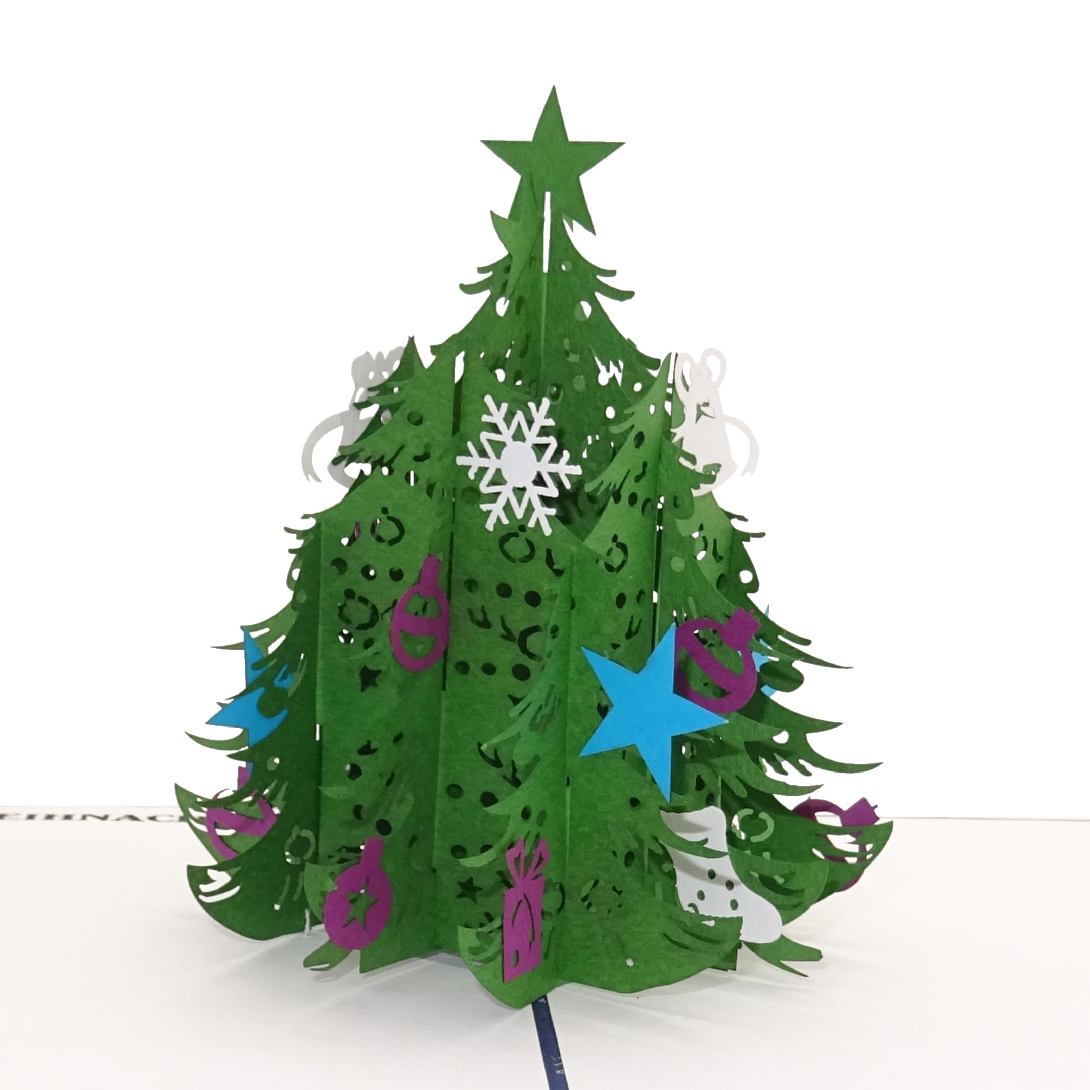 Pop-Up Weihnachtskarte „Tannenbaum | Köln“ – 3D Klappkarte, 15x15 Cm, Blau, Mit Umschlag, Handgefertigt