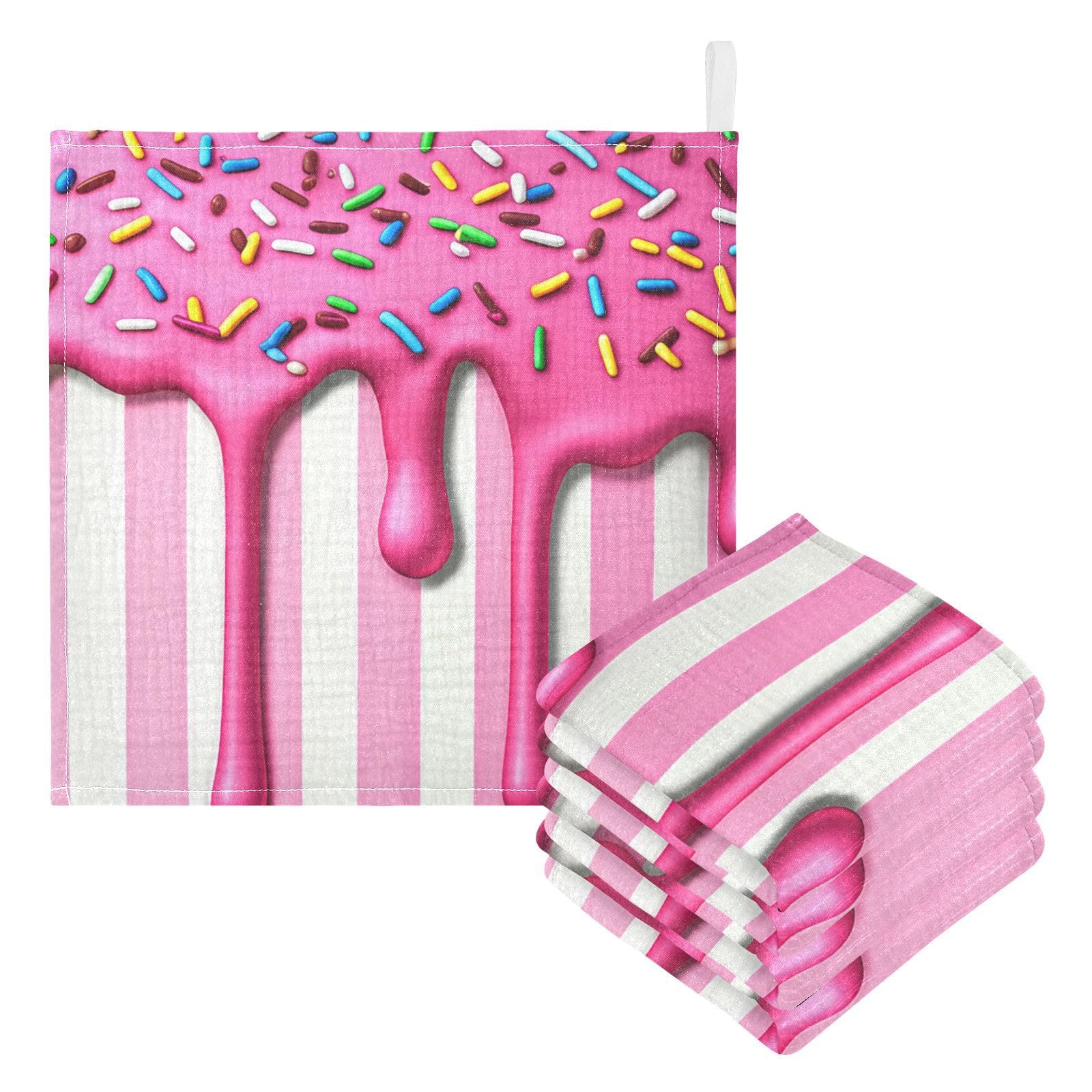 Kigai Ice Cream Baby Washcloths,3pcs Ultra Soft Absorbent Towel,Newborn Bath Face Towel, Natural Reusable Baby Wipes for Sensitive Skin, Baby Registry as Shower