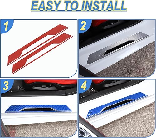 Vista 26 de CHEAYAR Adhesivo para umbral de puerta interior de automóvil compatible con Corvette C8 Stingray 2020-2023, calcomanía para protección de umbral