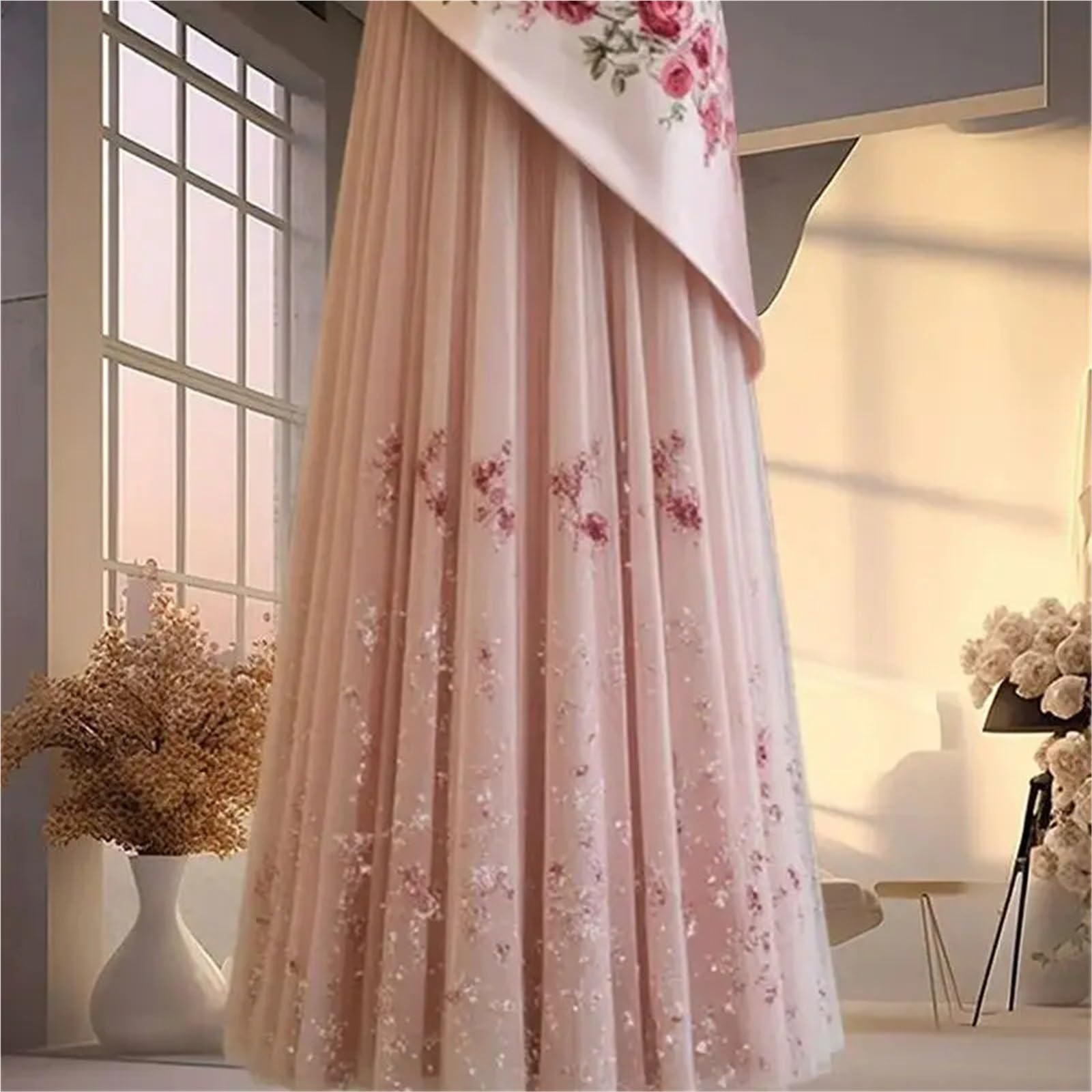 Gonna Lunga Estiva con Stampa Floreale da Donna, a Vita Alta, Elegante, Patchwork, Ampia Gonna a Ruota, Pieghe Vintage per Donna