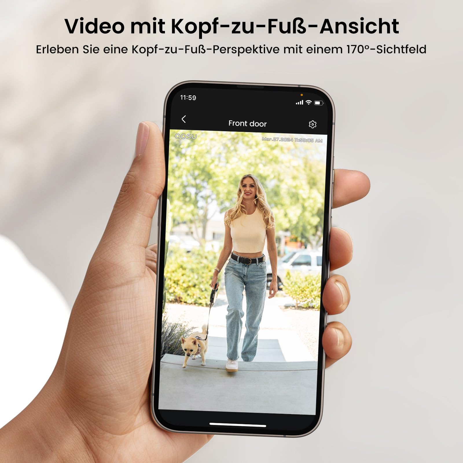 aosu 2K HD Türklingel mit Kamera Kabellos, Smarte Video Türklingel mit Gong, 170° Weitwinkel, PIR-Bewegungserkennung und Paketdetektion, Nachtsicht, 2-Wege-Audio, 2,4GHz WLAN, Kompatibel mit Alexa