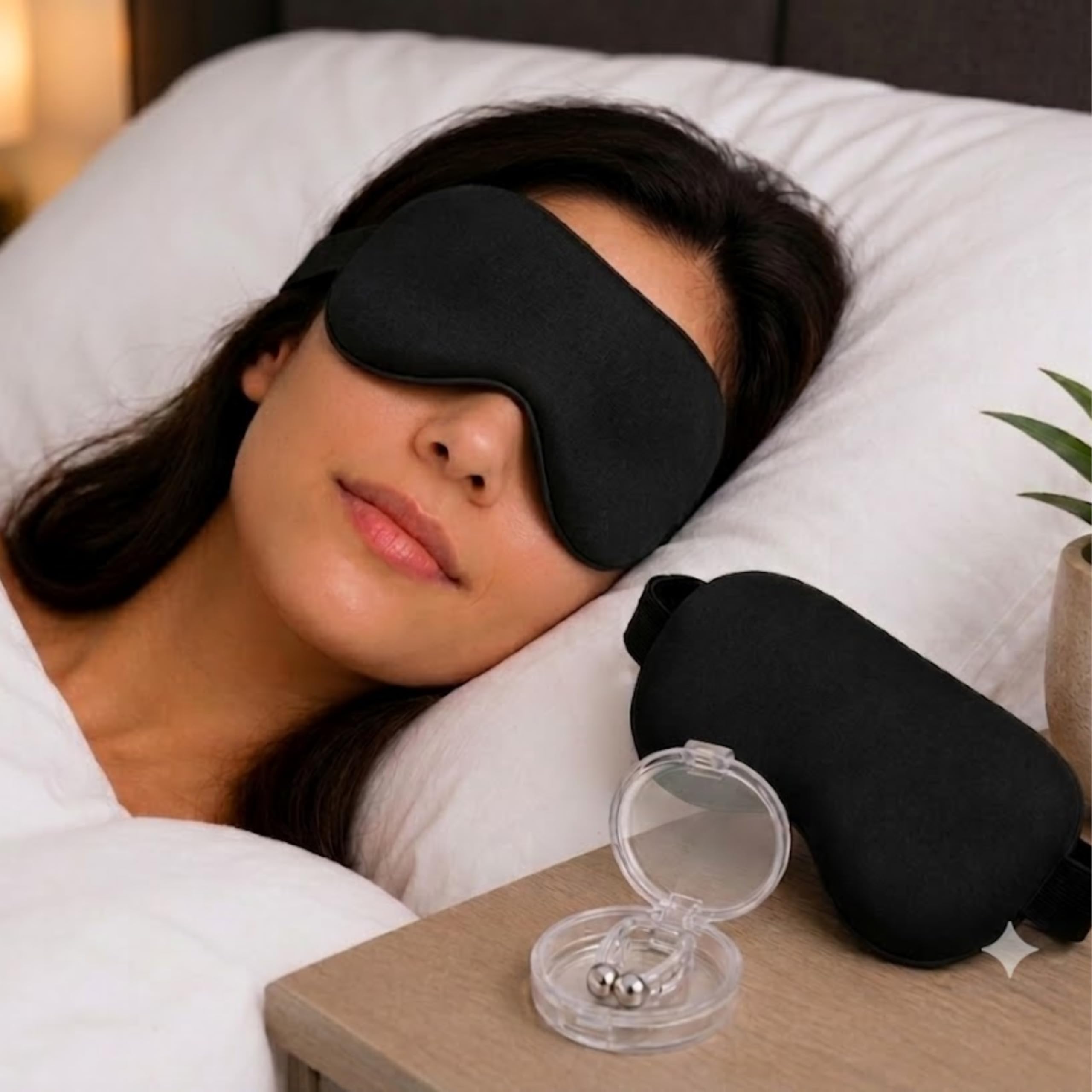 ARVI SALES Sleep Mask & Anti Snoring Nose Clip Combo Pack | Black 3D Eye Mask for Deep Sleep | Reusable Silicone Nose Clip with Storage Case | Travel, Home & Office Sleep Aid Kit-image-9