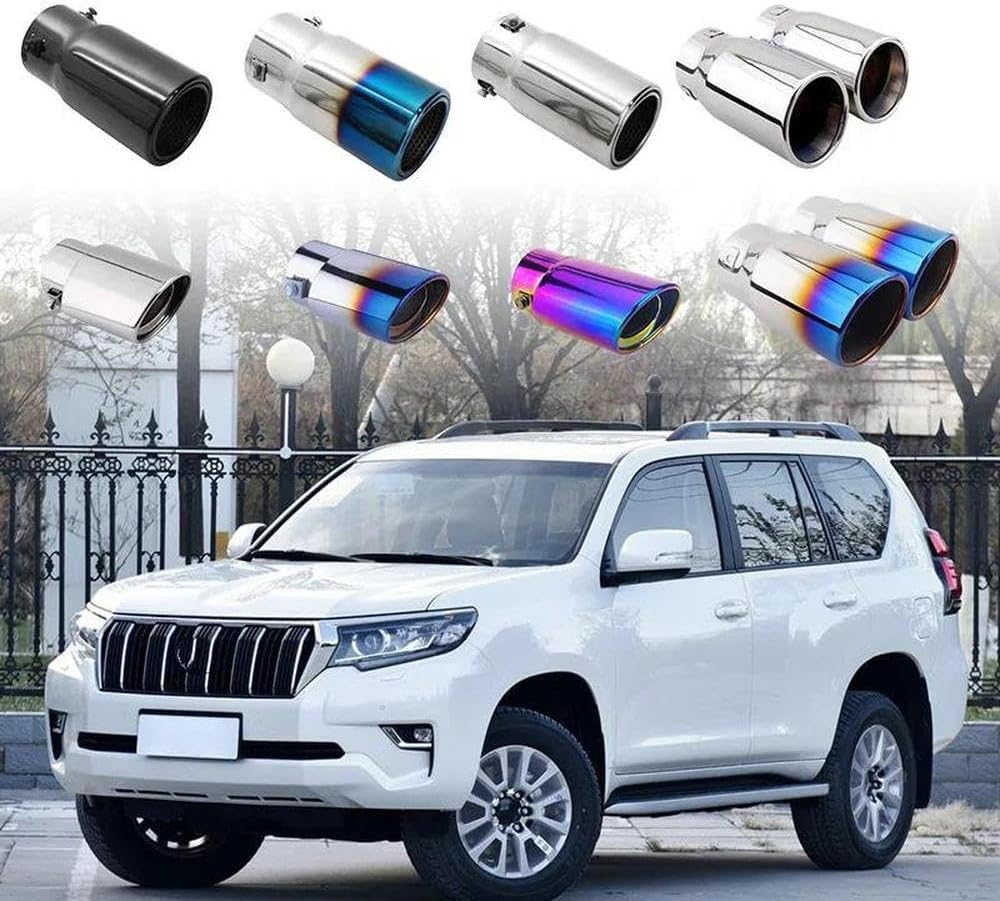 Spare Parts 1Pcs Stainless Steel Exhaust Pipe Muffler Tailpipe Muffler Tip Car Rear Tail Throat For Toyota Prado 120 150 2003-2022(Style-B-1Pcs)