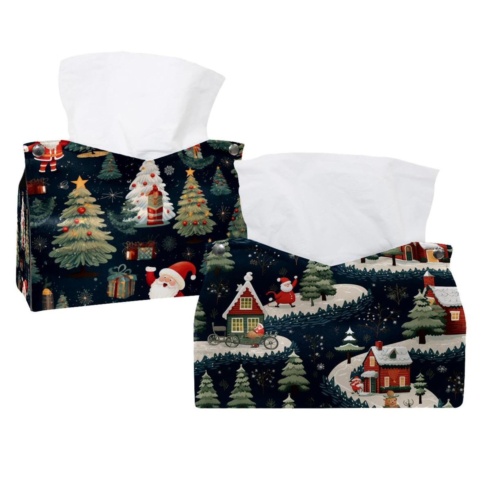 Boîte à mouchoirs sapin de Noël distributeur déco salon salle de bain lot de 2