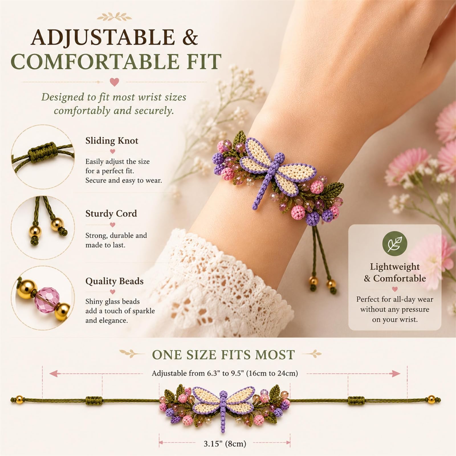 Generisch DIY-Set zum Häkeln von Armbändern, inspiriert von der Natur, kreatives Schmuck- und Bastelprojekt, inklusive Garn, Perlen, Perlen und Häkelnadel, für Freunde, Verliebte und Anfänger (#ALL)