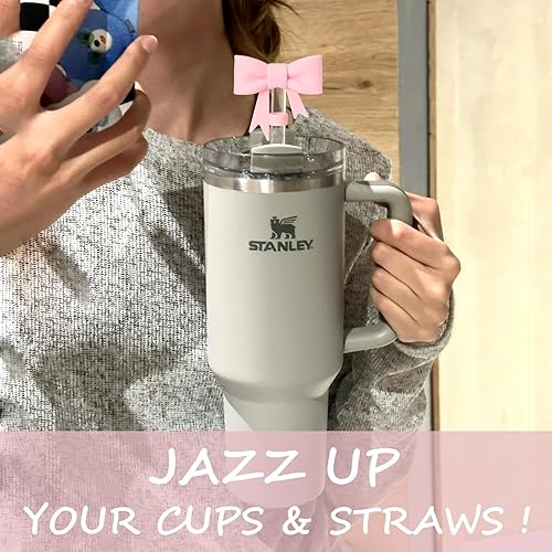 Miniatura 12 de 6 fundas de popote compatibles con vasos Stanley de 40/30 onzas, reutilizables y bonitos protectores de tapas de silicona para popotes Stanleys