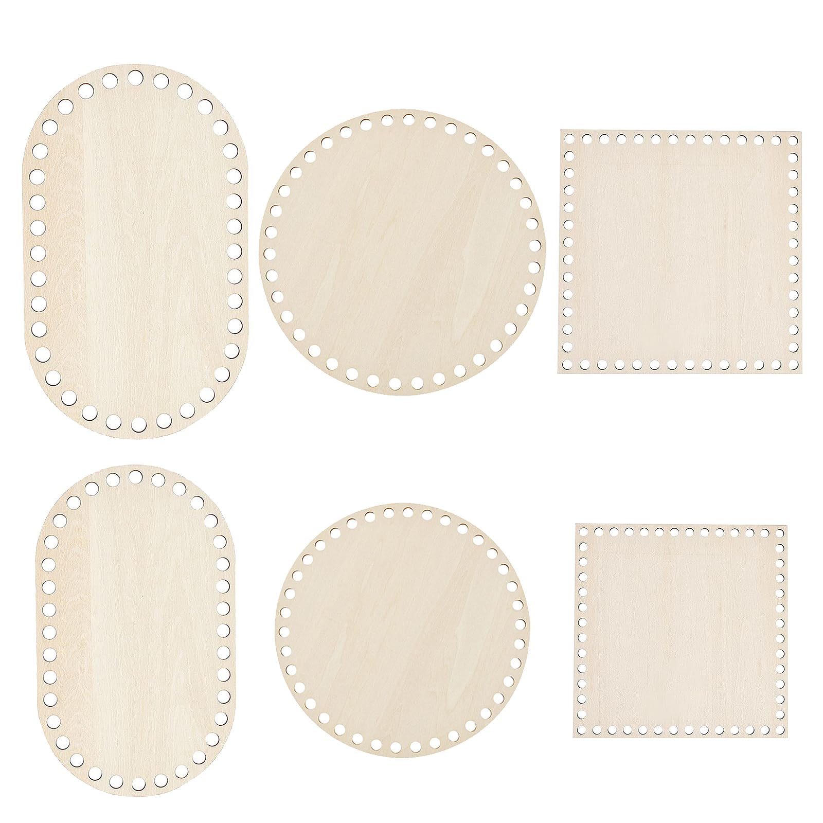 Set 4 Fondi In Legno Per Cesti Fai Da Te - Cerchi Per Uncinetto E Tessitura, Diametri 10-25cm