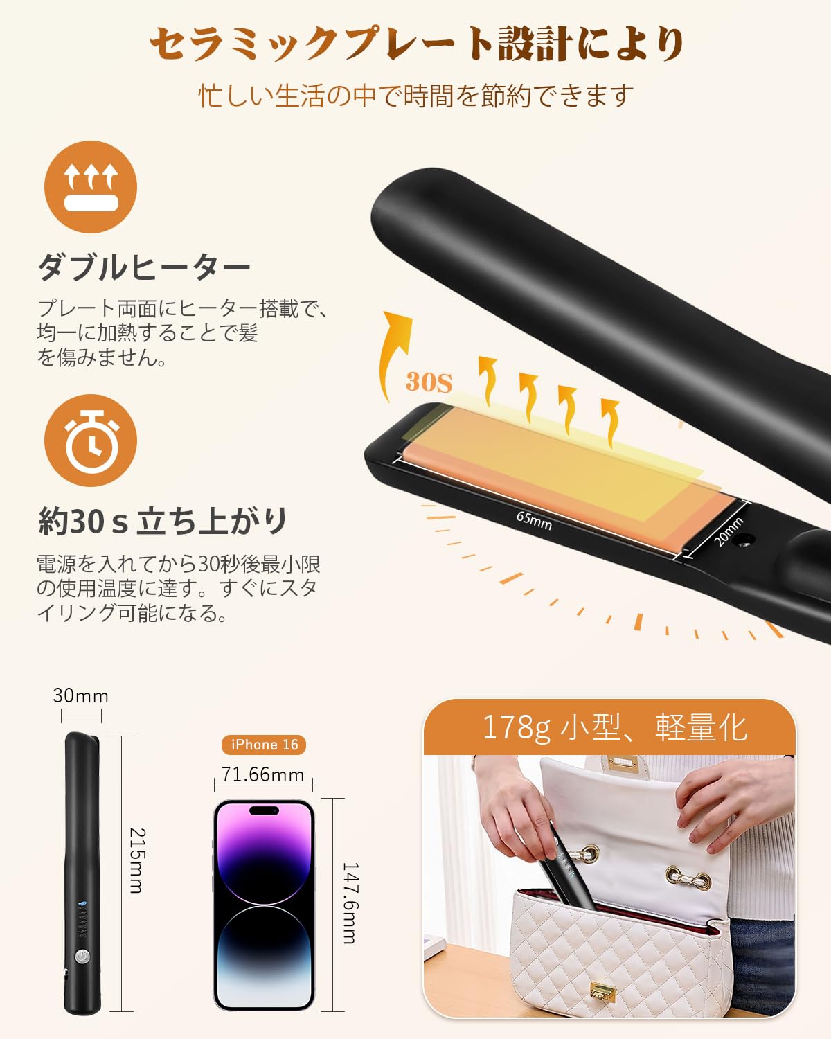 Amazon | DSBWAN コードレスヘアアイロン 充電式ヘアアイロン TYPE-C