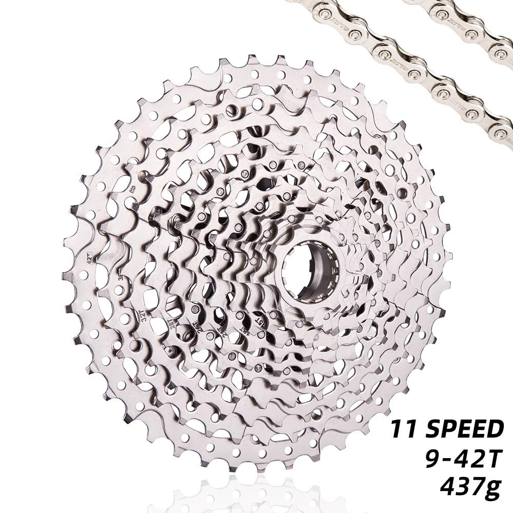 Cassettes Y PiñOnes Piñón de Casete 11 velocidades for Bicicleta montaña, 9-42T, Ligero, Plateado, 9-42, Acero, s, 42 T, V