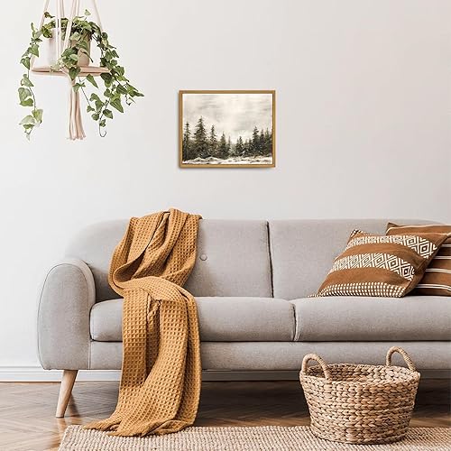 Miniatura 5 de Roslynity Lienzo enmarcado clásico, impresión, bosque de pinos de invierno, Navidad, paisaje rústico, campo, nieve, arte retro, naturaleza, hogar,