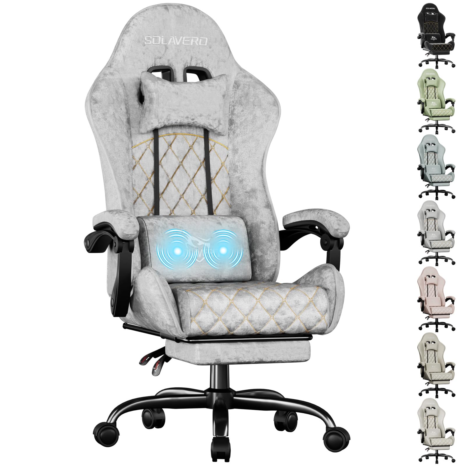 HLONONE Gaming Stuhl Stoff, Gaming Chair, Atmungsaktiver Wildlederimitat Gamer Stuhl