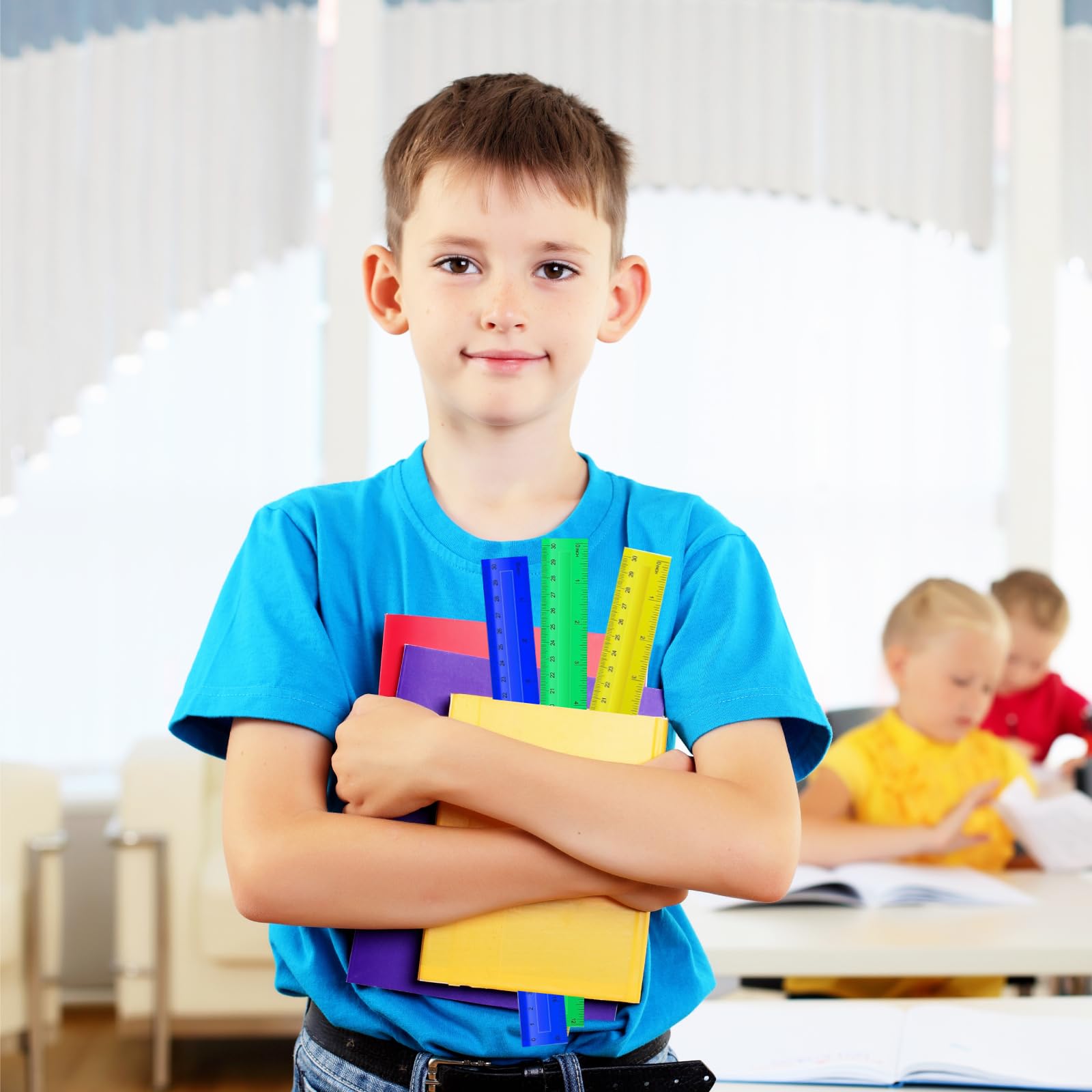 Reglas De Plástico 12 Pulgadas a Granel Para Suministros Escolares Regreso a Clases, Regla Flexible Colores Surtidos Con Centímetros Y Estudiantes Educación Escolar, Niños