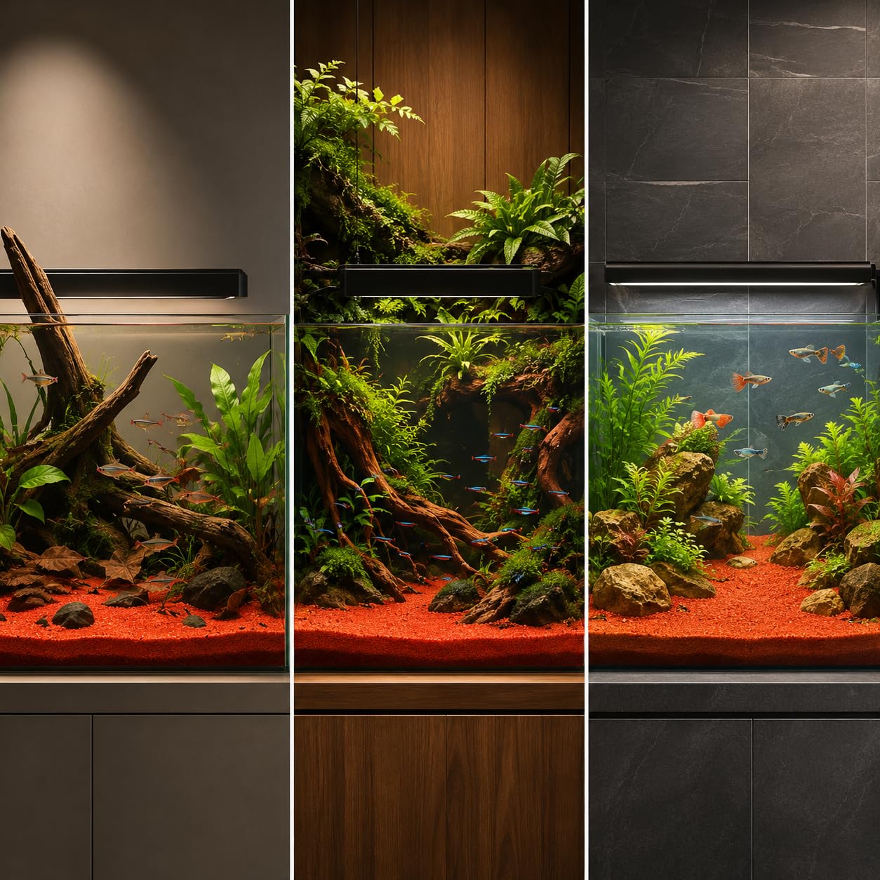 Pre, Sustrato para Aquarium Landscaping, Decoración Pecera, 5 kg Rojo y Negro/Rojo