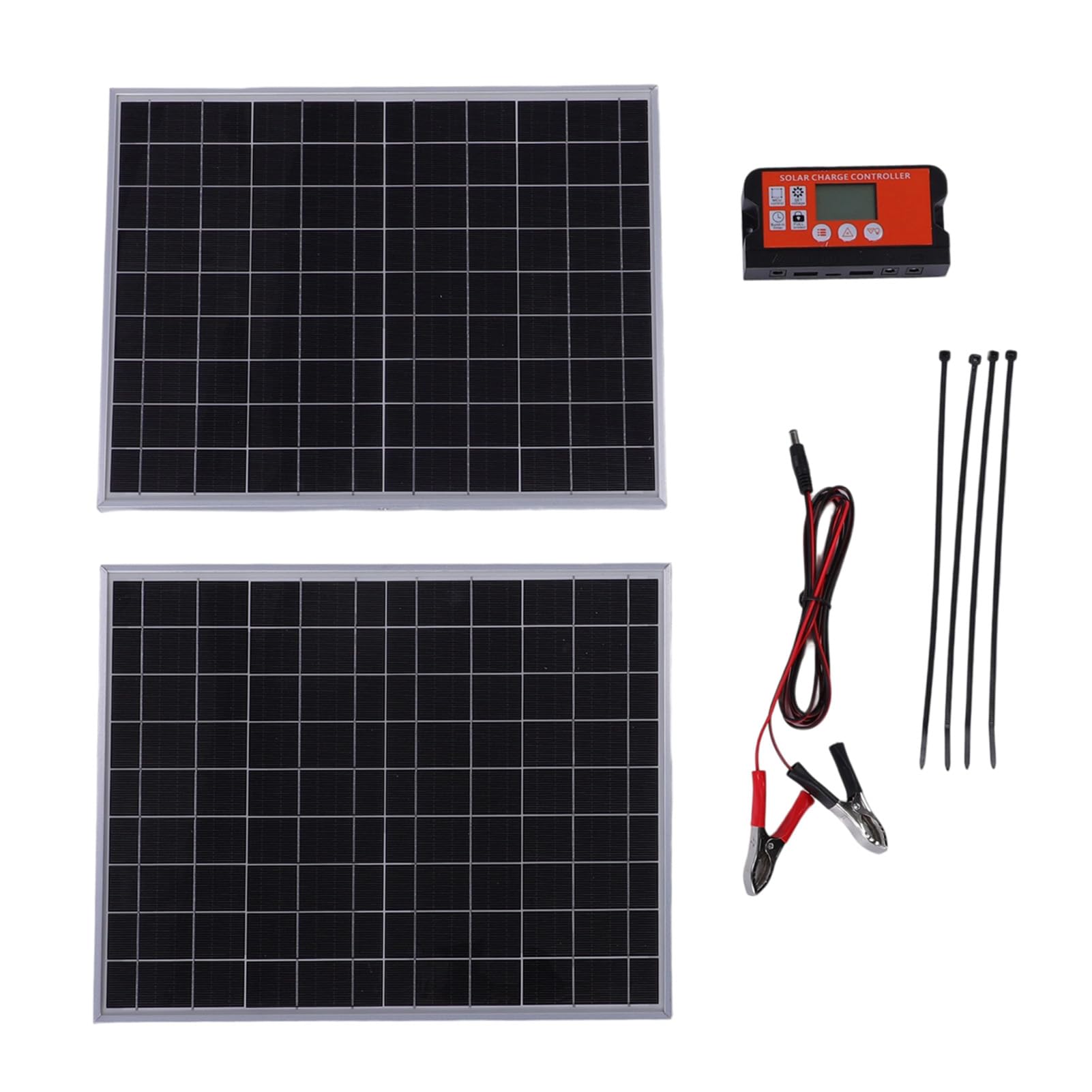 Generic Kit Pannello Solare Caricabatteria Solare Al Silicio Monocristallino con Controller Telaio in Lega di Alluminio da 30 W Doppia Uscita CC USB Tipo C per Telefoni da Campeggio all'aperto