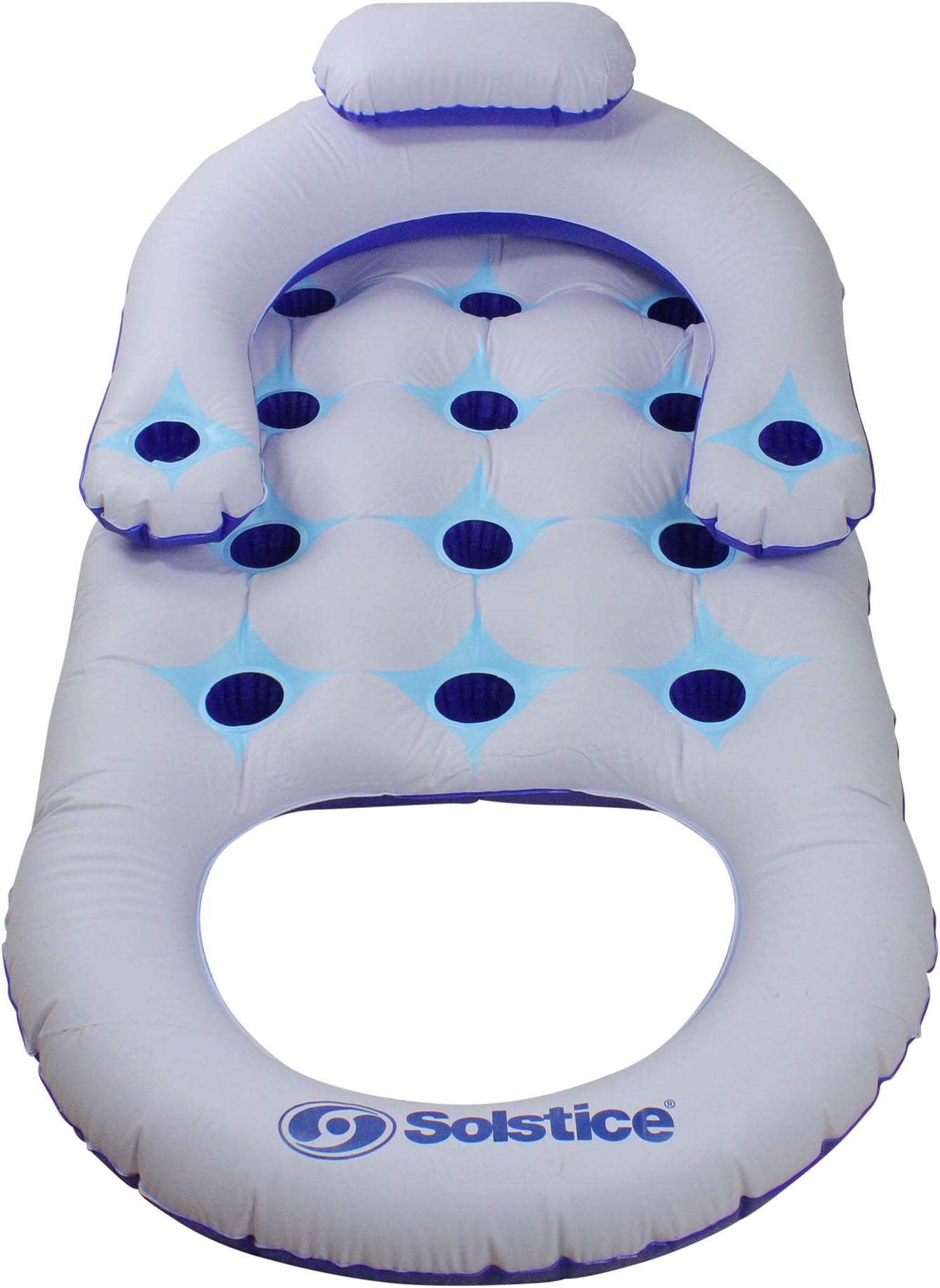 Inflatable Solstice Lounge Inflatable Swimming Pool Float - 64" - Blue and White