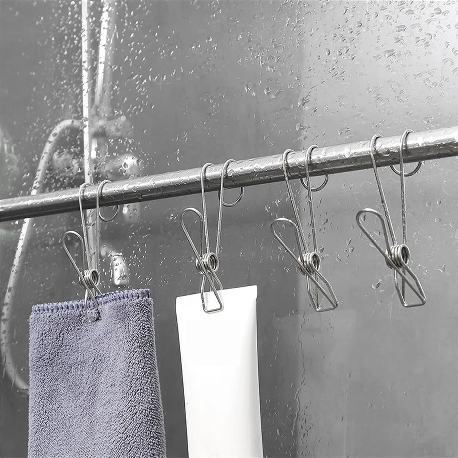 10/20Pcs Edelstahl Lange Schwanz Clip Metall Haken Kleidung Pegs Wäsche Lagerung Foto Bad Küche Wäscheklammern Handtuch Für Kleidung(20Pcs)